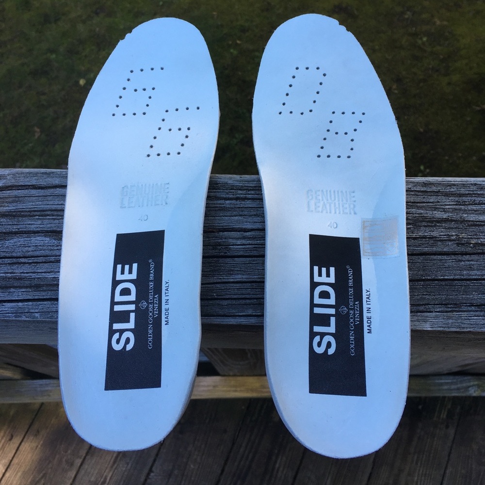 Golden Goose Slide Black/Gold Glitter Orange Star - Picture 7 of 12